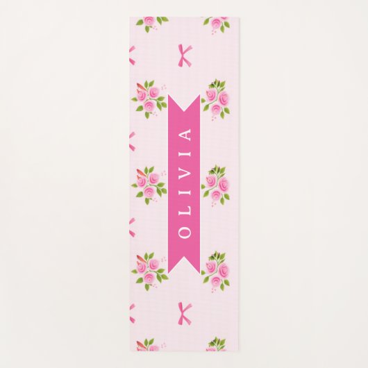 Gepersonaliseerde Roze Coquette Meisjesachtige Str Yogamat (Voorkant)