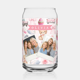 Gepersonaliseerde Roze Coquette Retro Knuffel Tedd Blikvorm Glas