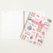 Gepersonaliseerde Roze Coquette Retro Knuffel Tedd Planner (Display)
