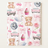 Gepersonaliseerde Roze Coquette Retro Knuffel Tedd Planner (Achterkant)