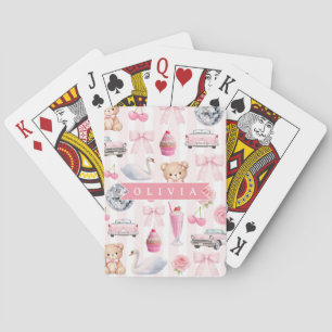 Gepersonaliseerde Roze Coquette Retro Knuffel Tedd Pokerkaarten