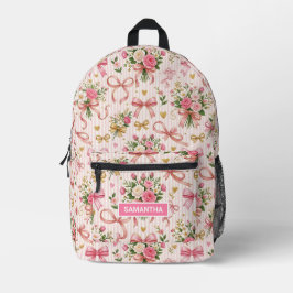Gepersonaliseerde Roze Coquette Strik Bedrukte Rugzak