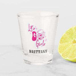Gepersonaliseerde roze cowgirl Let's go meisjes Shot Glas