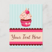 Gepersonaliseerde roze cupcake munt blauwe achterg briefkaart (Voorkant)