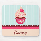 Gepersonaliseerde roze cupcake munt blauwe achterg muismat (Voorkant)