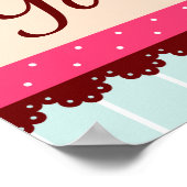 Gepersonaliseerde roze cupcake munt blauwe achterg poster (Hoek)