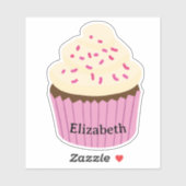 Gepersonaliseerde roze cupcake Sticker / Label (Vel)