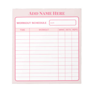 Gepersonaliseerde Roze Dagelijkse Workout Schema N Notitieblok