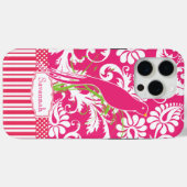 Gepersonaliseerde roze Damask Love Bird Case-Mate iPhone Case (Achterkant (horizontaal))