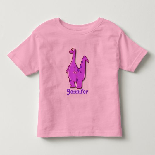 Gepersonaliseerde roze dinosaur kinder shirts (Voorkant)