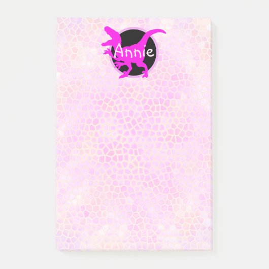 Gepersonaliseerde Roze Dinosaurus Post-it® Notes (Voorkant)