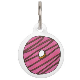 Gepersonaliseerde Roze Donut Doughnut Foodie Honde Huisdierpenning