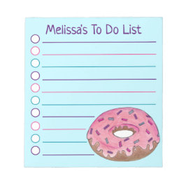 Gepersonaliseerde roze Donut Doughnut Sprinkles Fo Notitieblok