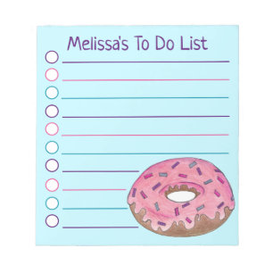 Gepersonaliseerde roze Donut Doughnut Sprinkles Fo Notitieblok