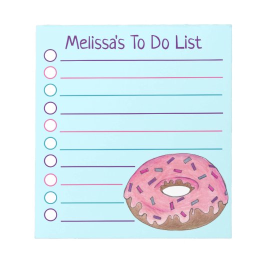 Gepersonaliseerde roze Donut Doughnut Sprinkles Fo Notitieblok (Voorkant)