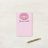 Gepersonaliseerde roze Donut Doughnut Sprinkles Fo Post-it® Notes (Op bureau)