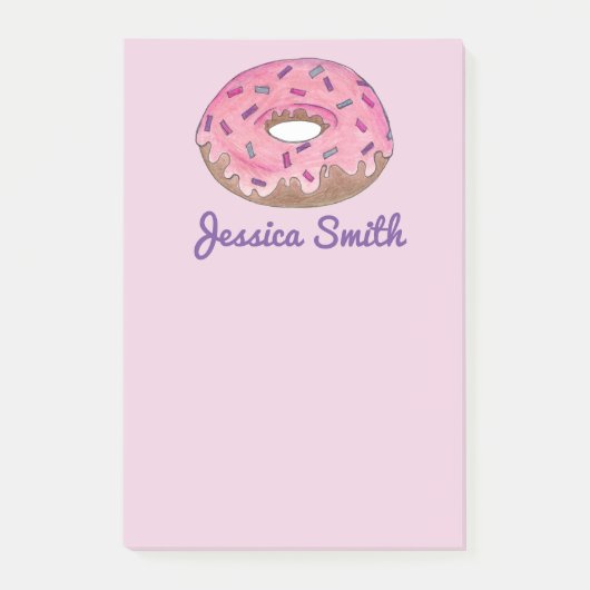 Gepersonaliseerde roze Donut Doughnut Sprinkles Fo Post-it® Notes (Voorkant)