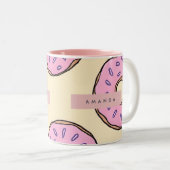 Gepersonaliseerde Roze Donut Tweekleurige Koffiemok (Voorkant rechts)