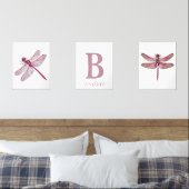Gepersonaliseerde roze Dragonfly Nursery Print Set (Slaapkamer)