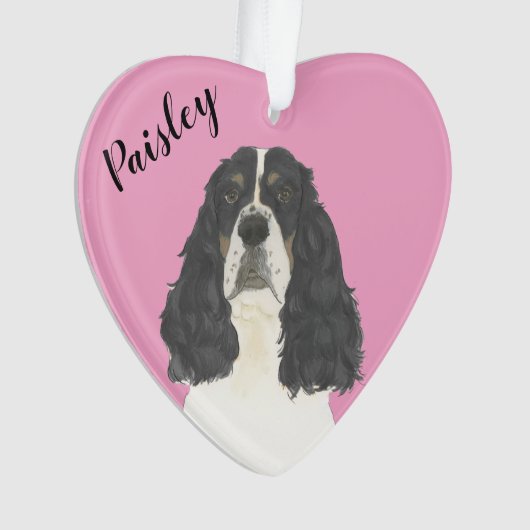 Gepersonaliseerde roze driekleur Engelse Springer Ornament (voorkant)