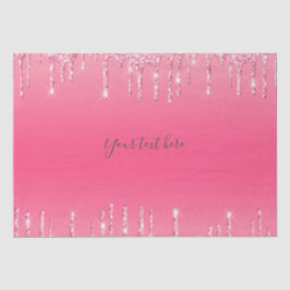 Gepersonaliseerde Roze Drip Glitter Meisjesachtige Tissuepapier