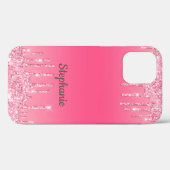 Gepersonaliseerde Roze Drip Glitter Trendy Glam Case-Mate iPhone Case (Achterkant (horizontaal))