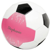 Gepersonaliseerde Roze Drip Glitter Trendy Glam Voetbal (Drie kwart)