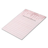 Gepersonaliseerde Roze Druipende Glitter Trendy Ge Notitieblok (Schuin)