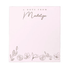 Gepersonaliseerde roze Een notitie van Florals Notitieblok