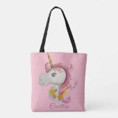 Gepersonaliseerde Roze Eenhoorn Balloon Canvas tas (Achterkant)