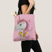 Gepersonaliseerde Roze Eenhoorn Balloon Canvas tas (Dichtbij)