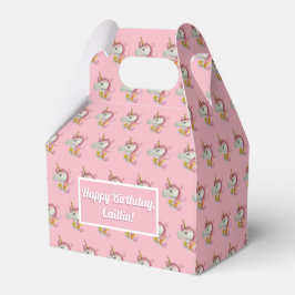 Gepersonaliseerde Roze Eenhoorn Party Favor Boxes Bedankdoosjes