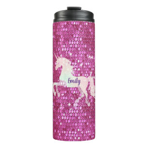 Gepersonaliseerde Roze Eenhoorn Thermische Tumbler Thermosbeker