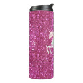 Gepersonaliseerde Roze Eenhoorn Thermische Tumbler Thermosbeker (Gedraaid links)