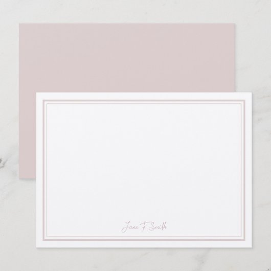 Gepersonaliseerde roze eenvoudige moderne border B Bedankkaart (Voorkant / Achterkant)