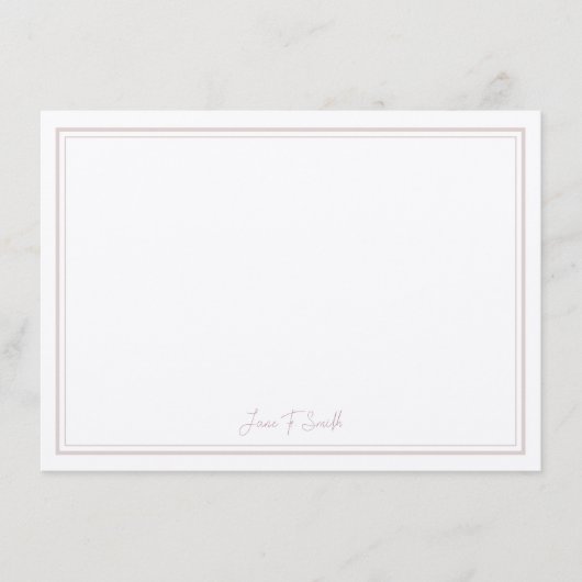 Gepersonaliseerde roze eenvoudige moderne border B Bedankkaart (Voorkant)