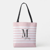 Gepersonaliseerde roze eenvoudige naam en monogram tote bag (Achterkant)