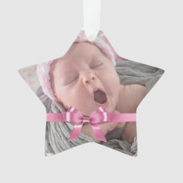Gepersonaliseerde Roze Eerste Kerst Ornament