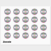 Gepersonaliseerde roze en blauwe vlinder Mandala Ronde Sticker (Vel)