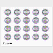 Gepersonaliseerde roze en blauwe vlinder Mandala Ronde Sticker (Vel)