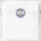 Gepersonaliseerde roze en blauwe vlinder Mandala Ronde Sticker (Tas)