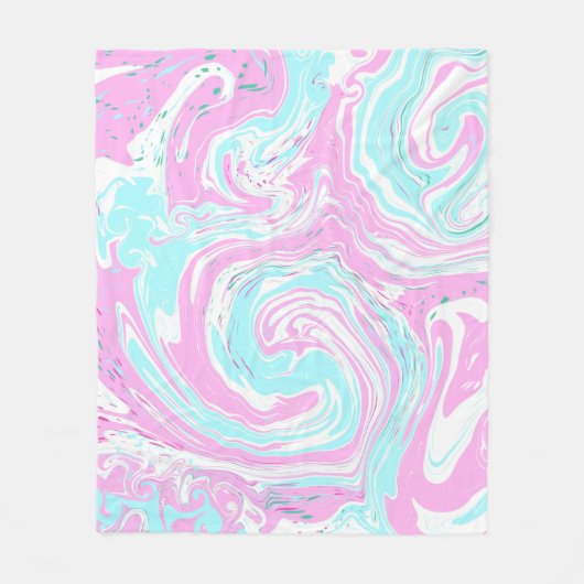 Gepersonaliseerde roze en Blauwgroen marmer-wervel Fleece Deken (Voorkant)