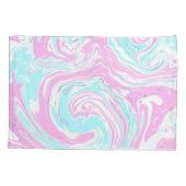 Gepersonaliseerde roze en Blauwgroen marmer-wervel Kussensloop (Achterkant)