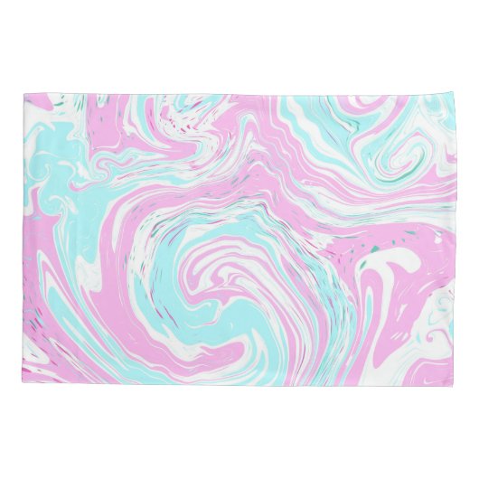 Gepersonaliseerde roze en Blauwgroen marmer-wervel Kussensloop (Achterkant)