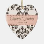 Gepersonaliseerde roze en bruine dasgordijn keramisch ornament (Rechts)