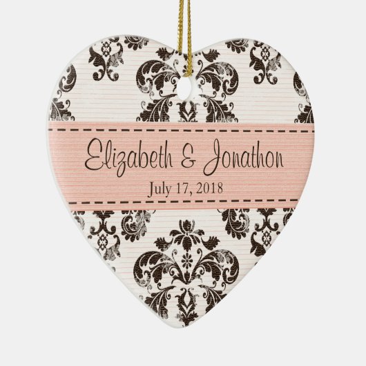 Gepersonaliseerde roze en bruine dasgordijn keramisch ornament (Rechts)