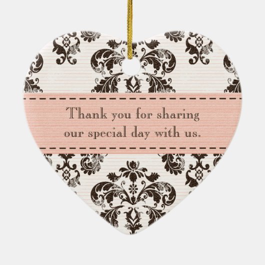 Gepersonaliseerde roze en bruine dasgordijn keramisch ornament (Achterkant)