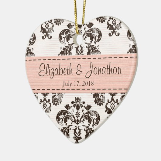 Gepersonaliseerde roze en bruine  dasgordijn keramisch ornament (Links)