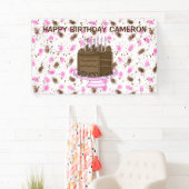 Gepersonaliseerde roze en bruine Stippen Happy Bir Spandoek (Insitu)