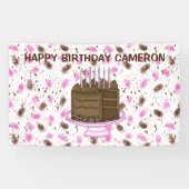 Gepersonaliseerde roze en bruine Stippen Happy Bir Spandoek (Horizontaal)